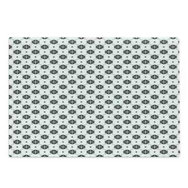 Oriental Cutting Board, Traditional Moroccan Pattern on Dotted Background Vintage Eastern Design, Decorative Tempered Glass Cutting and Serving Board, Large Size, Grey Black and White, by Ambesonne