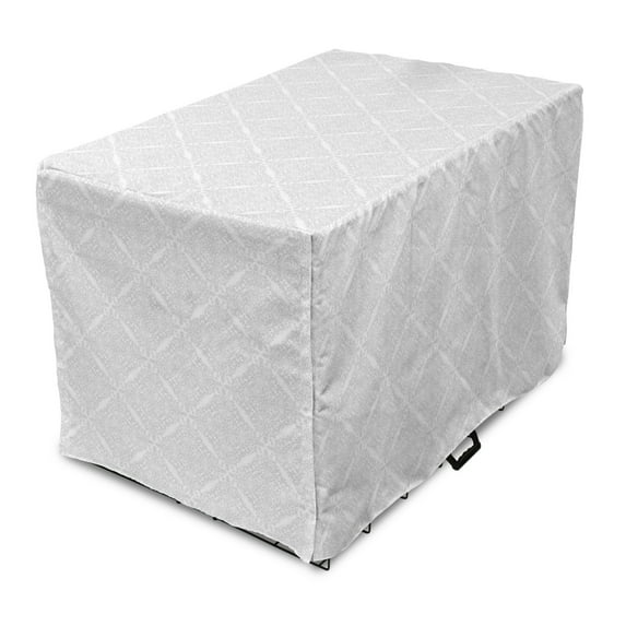 Oriental Dog Crate Cover, Soft Grey Tones Repetitive Eastern Ornaments Floral Inspired Pattern, Easy to Use Pet Kennel Cover Small Dogs Puppies Kittens, 7 Sizes, Pale Grey and White, by Ambesonne
