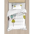 thumbnail image 1 of Oriental Duvet Cover Set, Abstract Expression of Coming of New Year in China Vibrant Colors, Decorative 2 Piece Bedding Set with 1 Pillow Shams, Twin Size, Apple Green and Sky Blue, by Ambesonne, 1 of 3