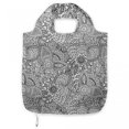 thumbnail image 1 of Oriental Fabric Shopping Tote, Monochrome Design Cultural Pattern Intricate Folk Swirls Leaves, Portable and Foldable Bag to Keep in Pocket Bag Purse & Car, White and Black, by Ambesonne, 1 of 4