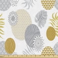 thumbnail image 1 of Ambesonne Oriental Fabric by the Yard Upholstery, Geometric and Floral Art, 3 Yards, Earth Yellow Pale Grey, 1 of 4