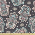 thumbnail image 1 of Ambesonne Oriental Fabric by the Yard Upholstery, Hamsa Hands Middle Eastern, 2 Yards, Purple Grey Blue, 1 of 5