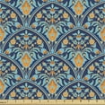 thumbnail image 1 of Oriental Fabric by the Yard Upholstery, Nostalgic Oriental Design Floral Squama Tile Mosaic with Turquoise Details, Decorative Fabric for DIY and Home Accents, Night Blue Apricot by Ambesonne, 1 of 5