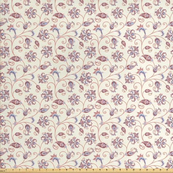Ambesonne Oriental Fabric by the Yard Upholstery, Vintage Floral, 5 Yards, Multicolor