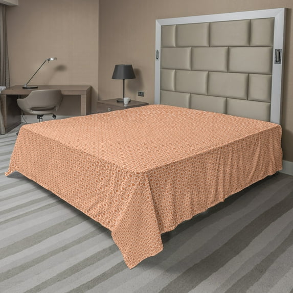 Oriental Flat Sheet, Ethnic Monochrome Jumble Pattern Tile Like Mosaic Inspired Motif, Soft Comfortable Top Sheet Decorative Bedding 1 Piece, 6 Sizes, Burnt Sienna and Multicolor, by Ambesonne
