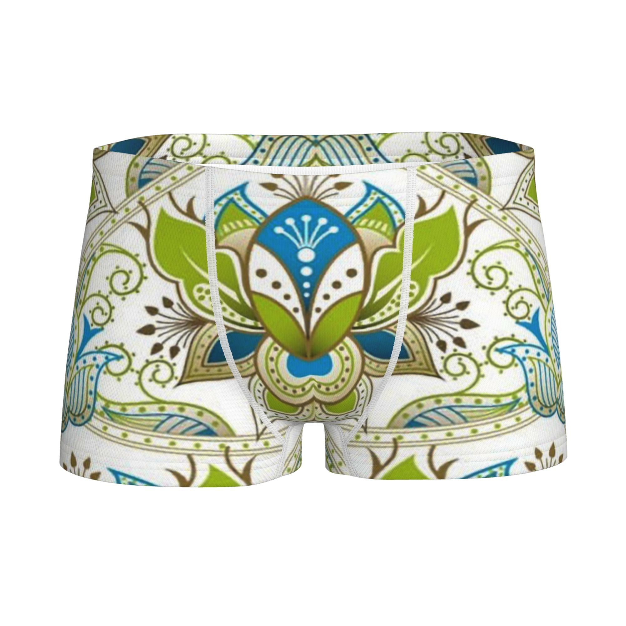 Oriental Floral Pattern1 Boys'100 Cotton Boxer Brief Soft Moisture