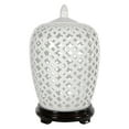 thumbnail image 1 of Oriental Furniture 12" Carved Lattice Decorative Vase Jar, decorative item, oriental design, any occasion, any room, white color, 1 of 3