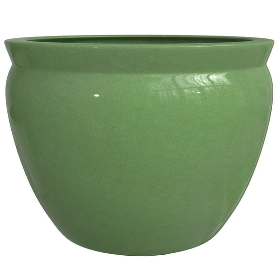 Red Lantern 12" Celadon Porcelain Fishbowl Planter
