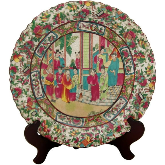 Oriental Furniture 14" Rose Medallion Porcelain Plate