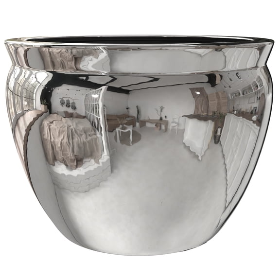Red Lantern 16" Pure Silver Porcelain Fishbowl Planter