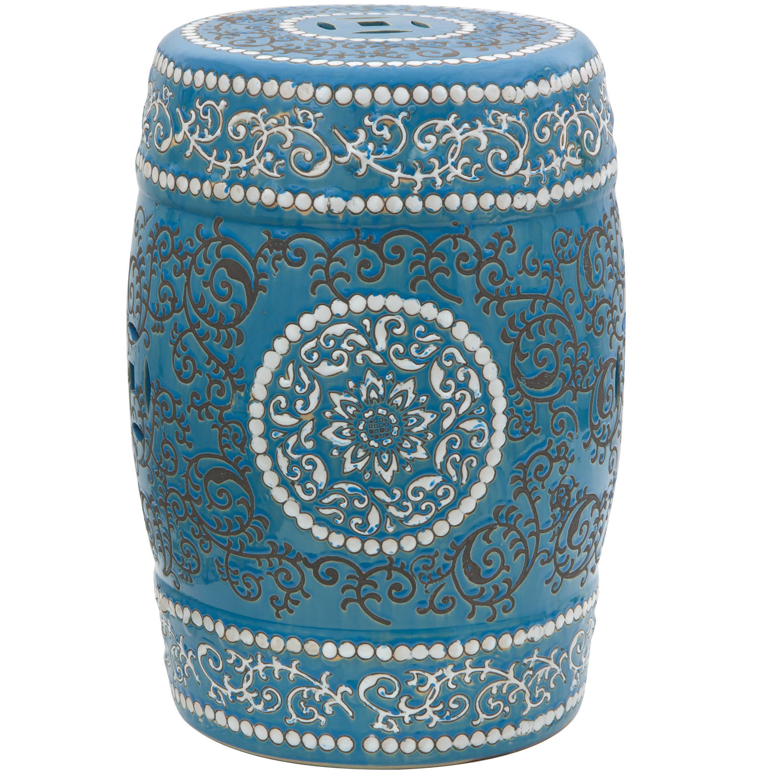 Oriental Furniture 18" Blue Medallion Porcelain Garden Stool - image 1 of 2