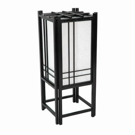 Oriental Furniture 18" Double Cross Shoji Lamp, Black, table lamp