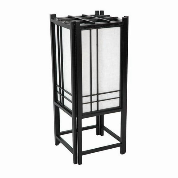 Oriental Furniture 18" Double Cross Shoji Lamp, Black, table lamp