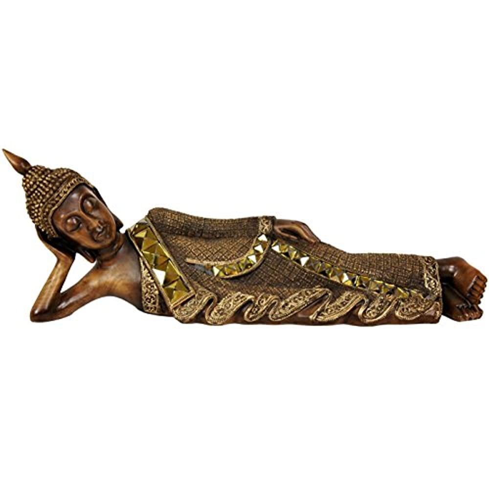 Oriental Furniture 18" Thai Reclining Buddha Statue, Figurine, Buddha, Buddhism, Decorative piece