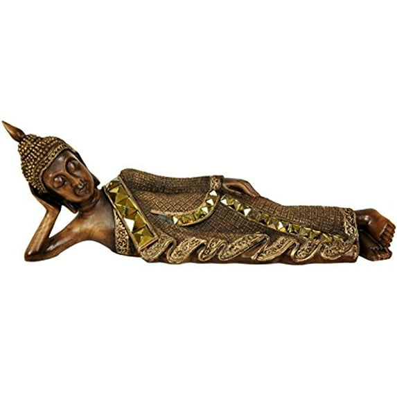 Oriental Furniture 18" Thai Reclining Buddha Statue, Figurine, Buddha, Buddhism, Decorative piece