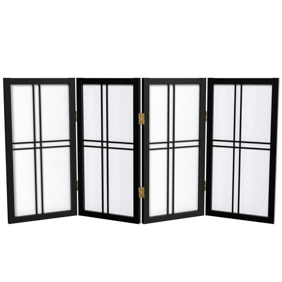 Red Lantern 2 ft. Short Desktop Double Cross Shoji Screen - Black - 4 Panels