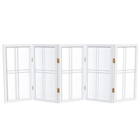Oriental Furniture 2 Ft Tall Desktop Double Cross Shoji Screen, 5 panel, white