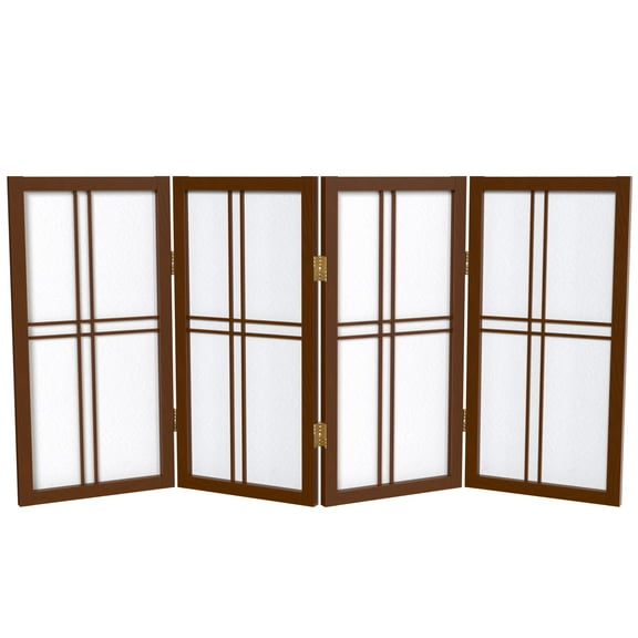 Red Lantern 2 ft. Short Desktop Double Cross Shoji Screen - Walnut - 4 Panels