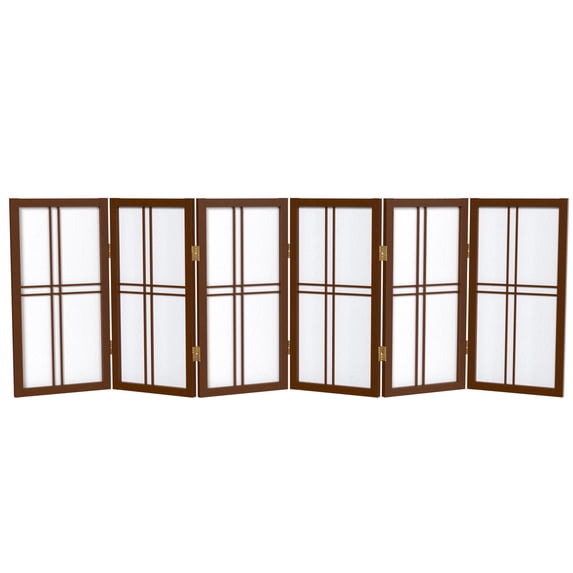Red Lantern 2 ft. Short Desktop Double Cross Shoji Screen - Walnut - 6 Panels