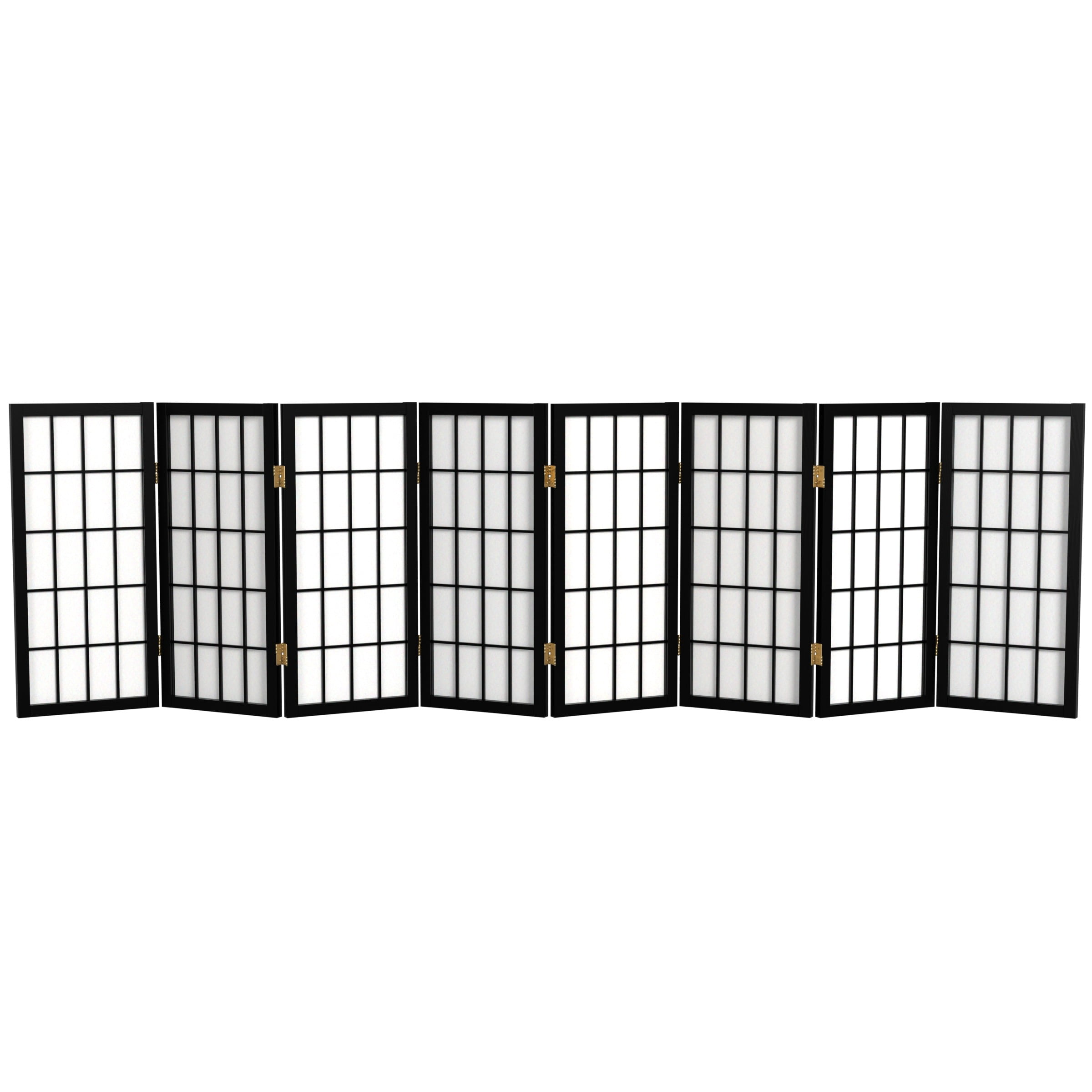 Red Lantern 2 ft. Short Desktop Window Pane Shoji Screen - Black - 8 Panels