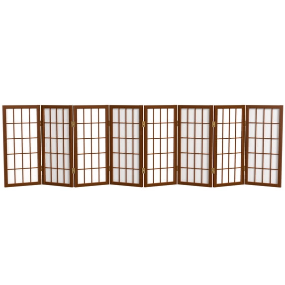 Red Lantern 2 ft. Short Desktop Window Pane Shoji Screen - Walnut - 8 Panels