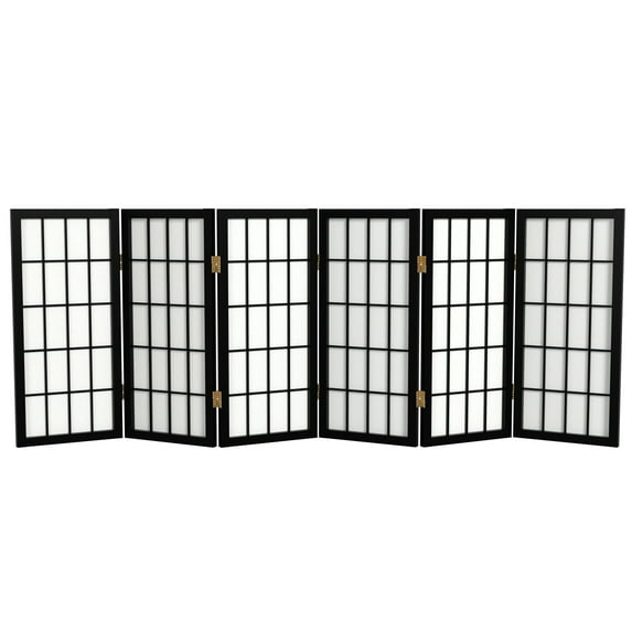 Red Lantern 2 ft. Short Desktop Window Pane Shoji Screen - Black - 6 Panels