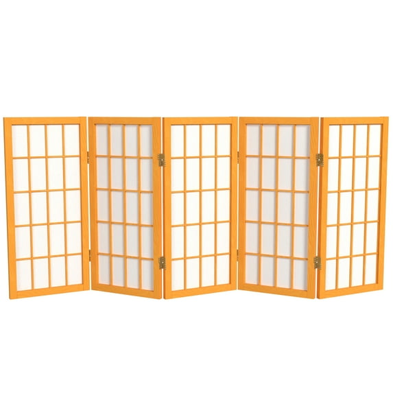Red Lantern 2 ft. Short Desktop Window Pane Shoji Screen - Honey - 5 Panels