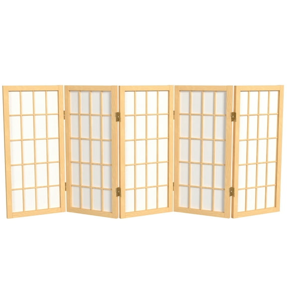 Red Lantern 2 ft. Short Desktop Window Pane Shoji Screen - Natural - 5 Panels