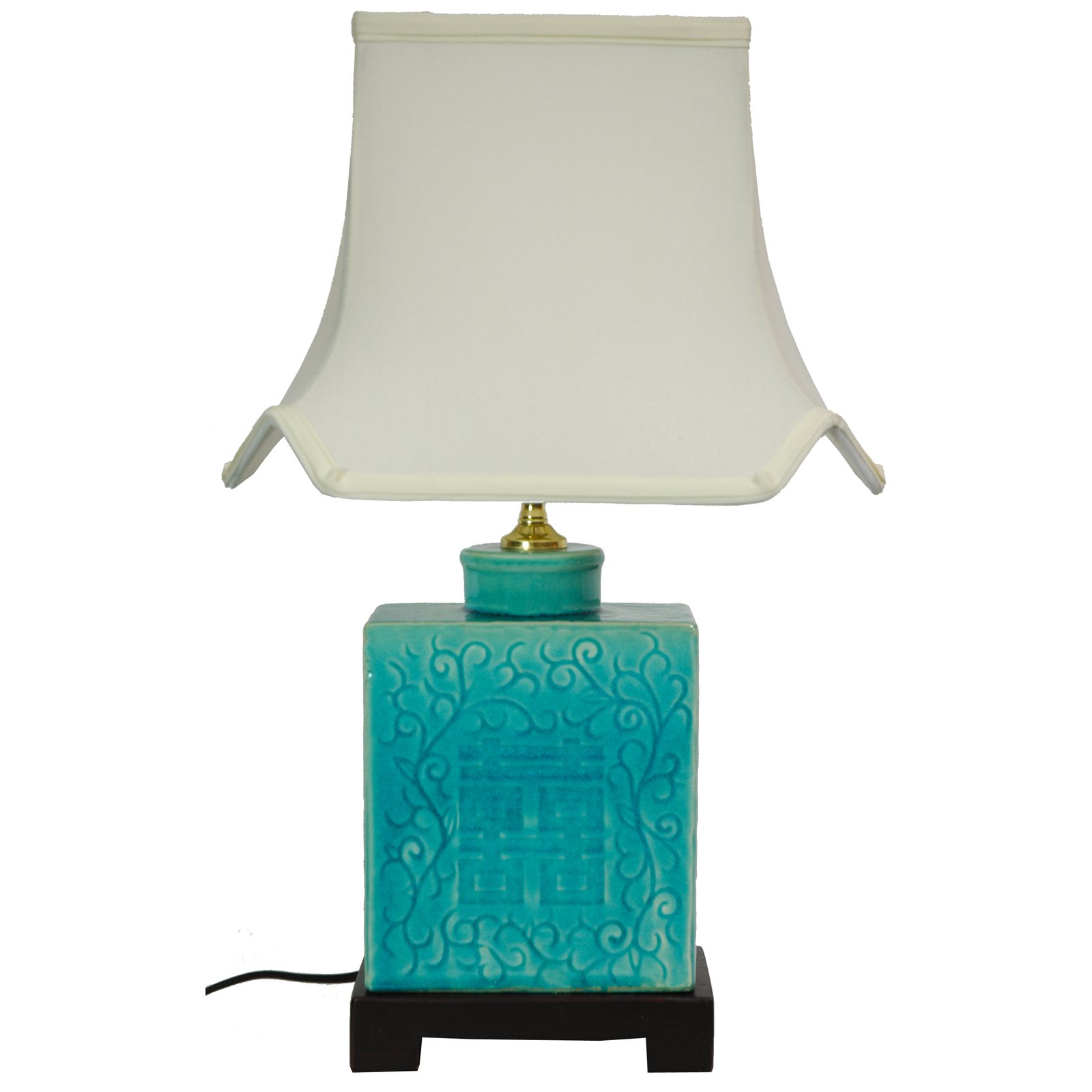Oriental Furniture 20" Turquoise Porcelain Lamp - image 1 of 5