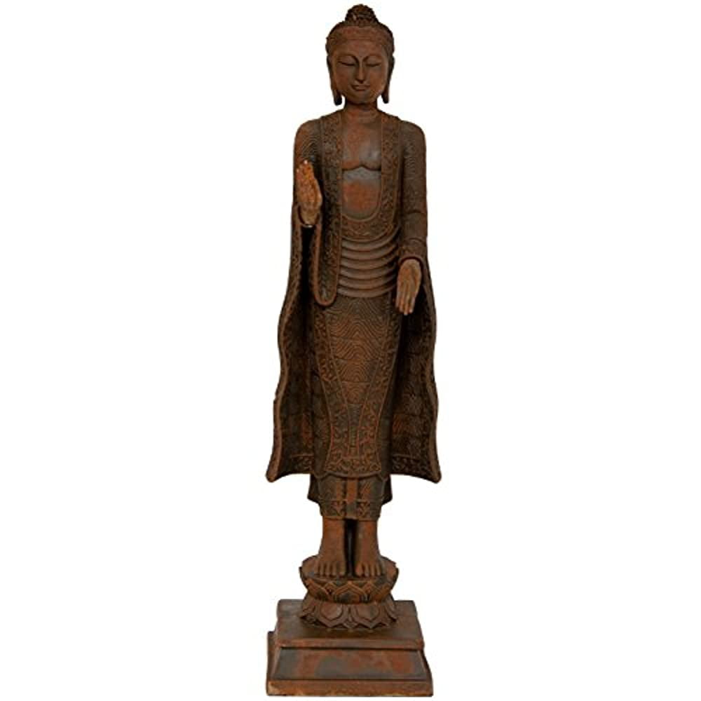 Oriental Furniture 21" Standing Semui-in Rust Patina Buddha Statue