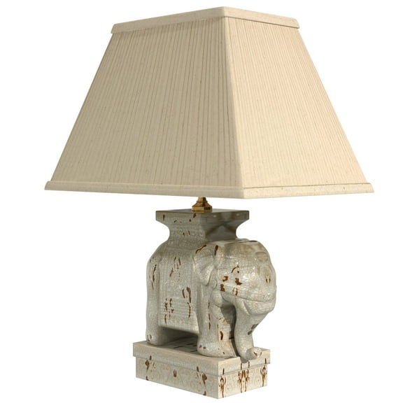 Oriental Furniture 22" Ivory Elephant Lamp, oriental, table lamp, ivory color