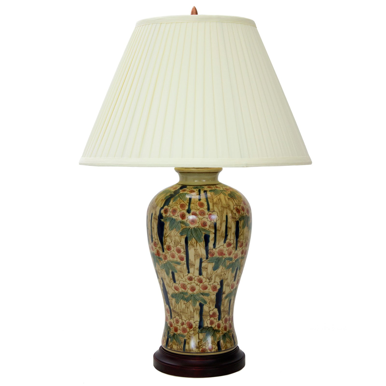 25" Multi-Color Porcelain Vase Lamp with White Shade