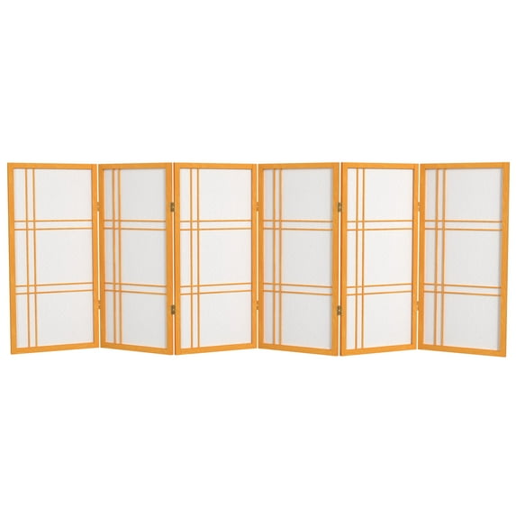 Red Lantern 3 ft. Short Double Cross Shoji Screen - Honey - 6 Panels