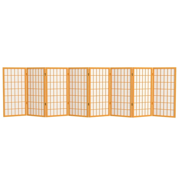 Red Lantern 3 ft. Short Window Pane Shoji Screen - Honey - 8 Panels