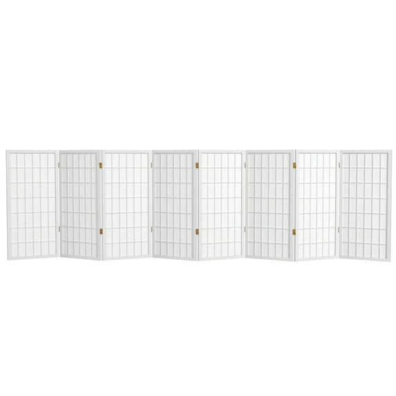Red Lantern 3 ft. Short Window Pane Shoji Screen - White - 8 Panels