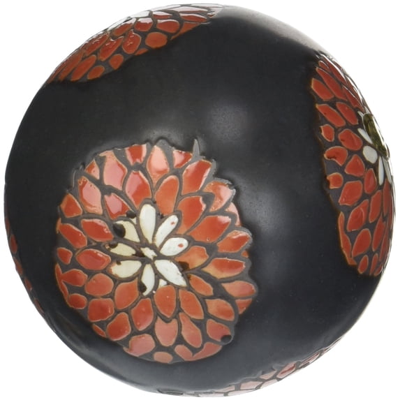 Oriental Furniture 3" Red Flowers Porcelain Ball Set