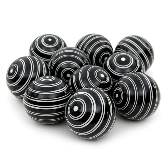 Oriental Furniture 3" White Double Stripes Porcelain Ball Set, decorative item, oriental design, any occasion, any room, center piece