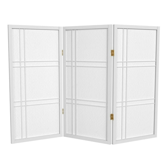 Red Lantern 3 ft. Short Double Cross Shoji Screen - White - 3 Panels