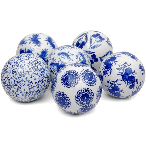 4" Blue & White Decorative Porcelain Ball Set