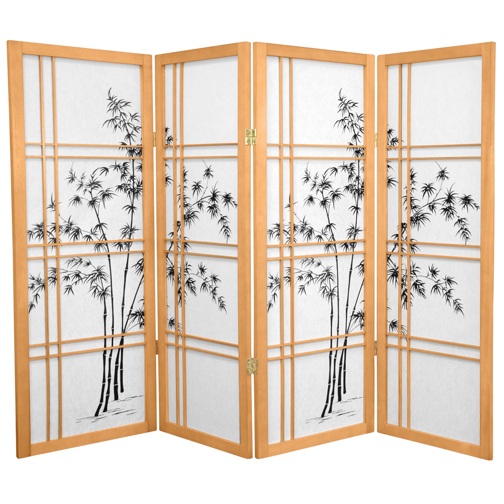 Natural 4-Panel Bamboo Tree Shoji Room Divider