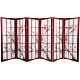 thumbnail image 1 of Oriental Furniture 4 ft. Tall Cherry Blossom Shoji Screen, 6 panel, rosewood color, 1 of 3