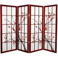 thumbnail image 1 of Oriental Furniture 4 ft. Tall Cherry Blossom Shoji Screen - Rosewood - 4 Panel, 1 of 3
