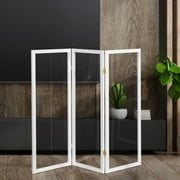 Oriental Furniture 4 ft. Tall Clear Screen White - 3 Panel