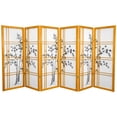 thumbnail image 1 of Oriental Furniture 4 ft. Tall Double Cross Bamboo Tree Shoji Screen, honey, 6 panel, 1 of 3