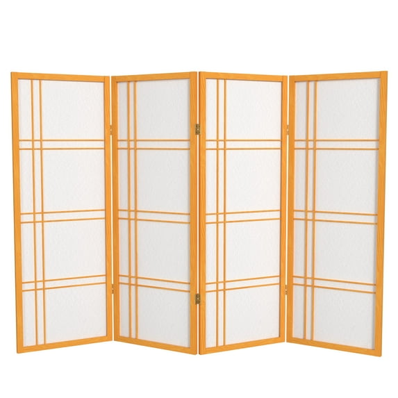 Red Lantern 4 ft. Short Double Cross Shoji Screen - Honey - 4 Panels