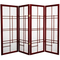 Red Lantern 4 ft. Short Eudes Shoji Screen - Rosewood - 4 Panels