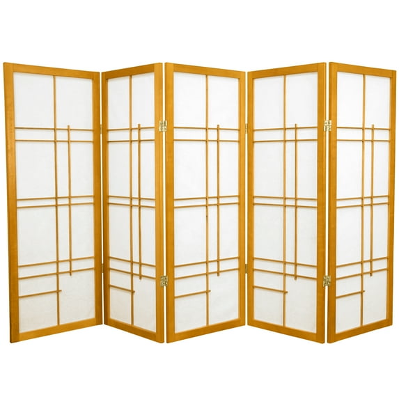 Red Lantern 4 ft. Short Eudes Shoji Screen - Honey - 5 Panels