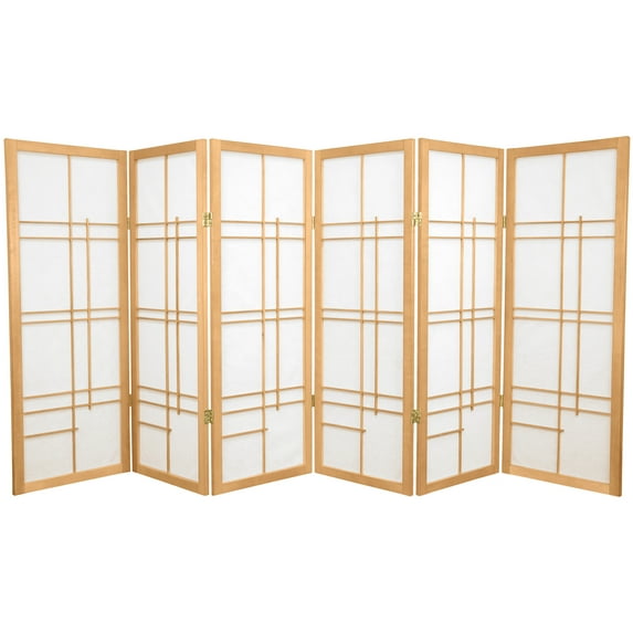 Red Lantern 4 ft. Short Eudes Shoji Screen - Natural - 6 Panels
