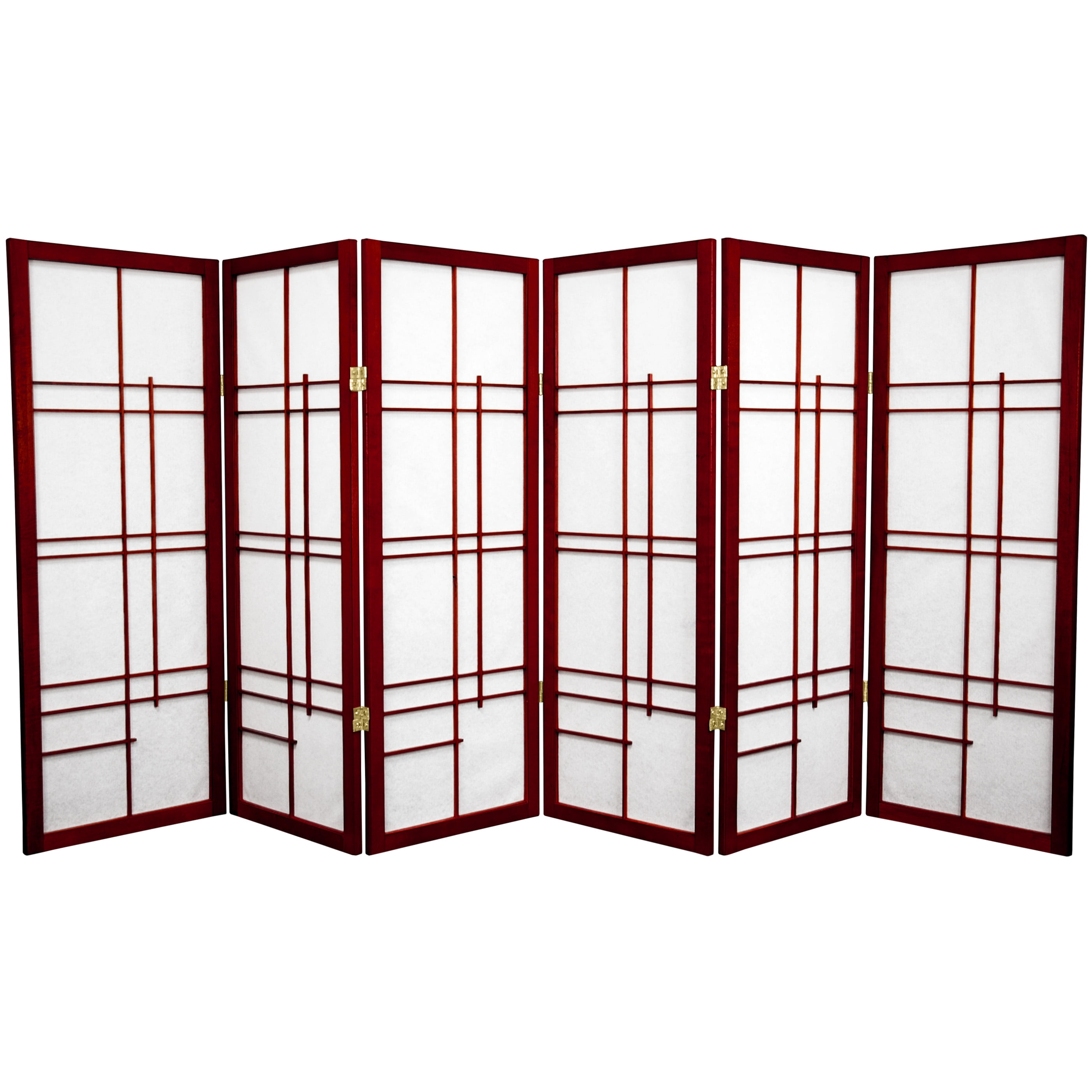 Red Lantern 4 ft. Short Eudes Shoji Screen - Rosewood - 6 Panels