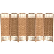 Red Lantern 4 ft. Short Fiber Weave Folding Screen - Natural - 6 Panels